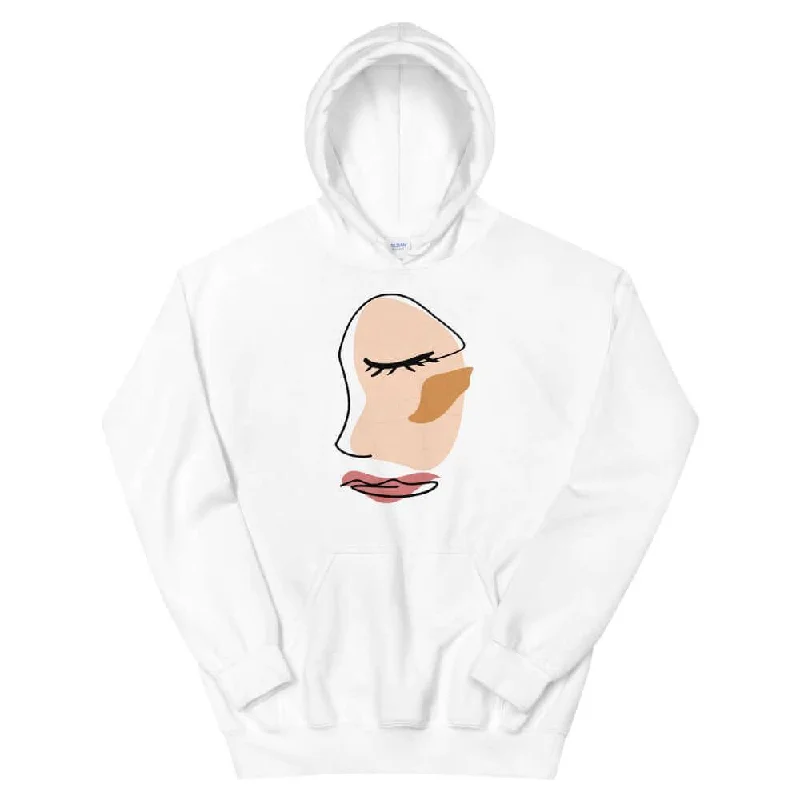 Abstract Minimalist Line Art Cracked Face  Unisex Hoodie