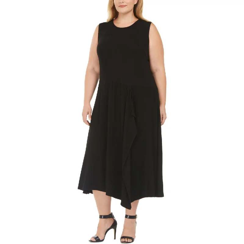 Calvin Klein Womens Plus Knit Sleeveless Midi Dress