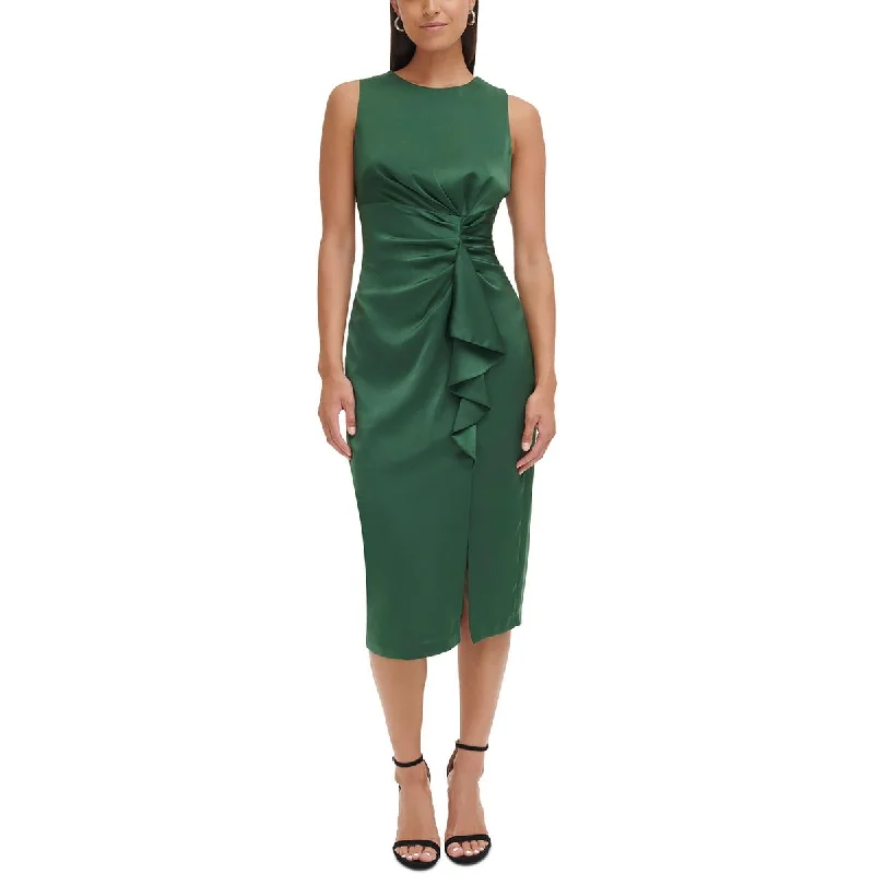 Vince Camuto Womens Ruched Mid Calf Midi Dress