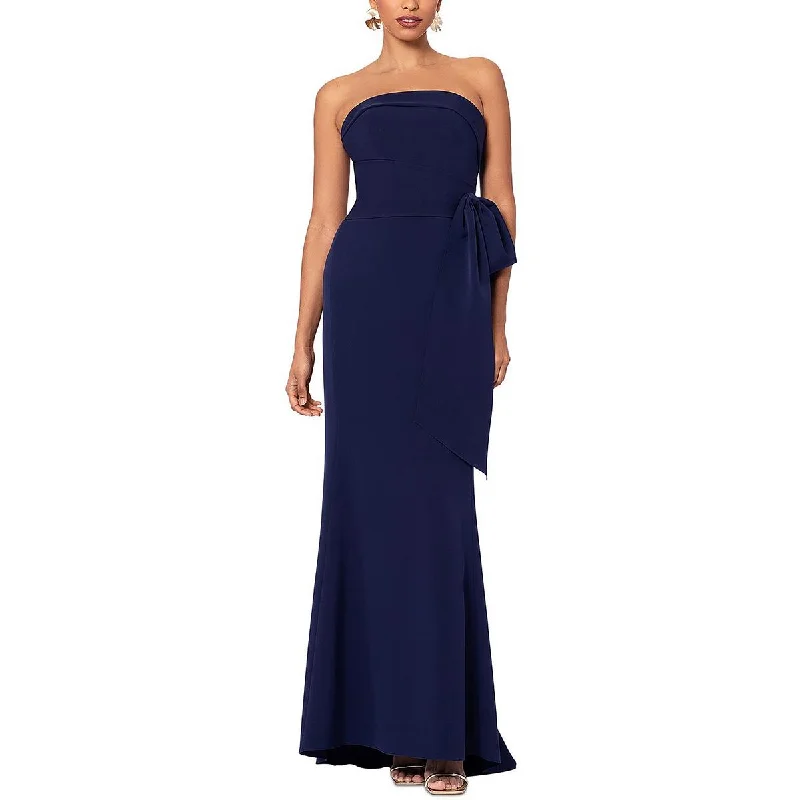 Betsy & Adam Womens Strapless Faux Wrap Evening Dress