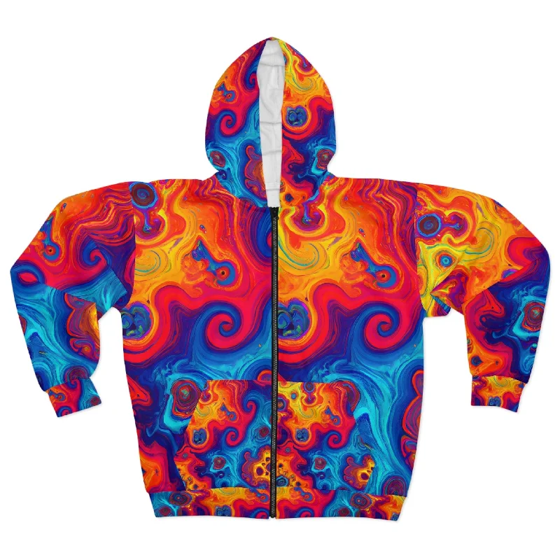 Amoebic Blue Unisex Zippered Hoodie