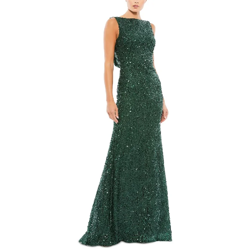 Ieena for Mac Duggal Womens Sequined Sleeveless Evening Dress