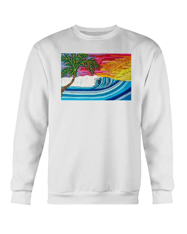 Palm Tree Sunset Surf - Crewneck Sweatshirt