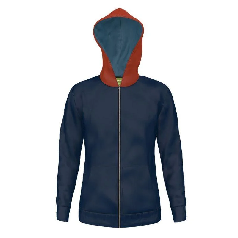 Ebisa Blue & Orange Hoodie Zip Jacket