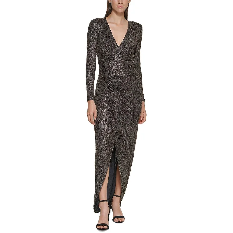 Vince Camuto Womens Metallic Maxi Evening Dress