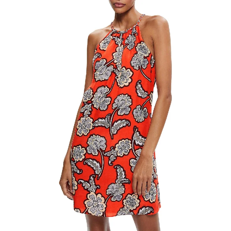 Alice and Olivia Womens Floral Print Above Knee Halter Dress