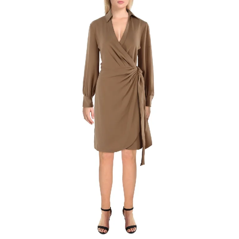 Lauren Ralph Lauren Womens Collared Above Knee Wrap Dress