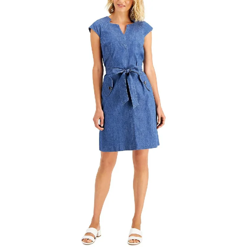 Kasper Womens Denim Short Sheath Dress