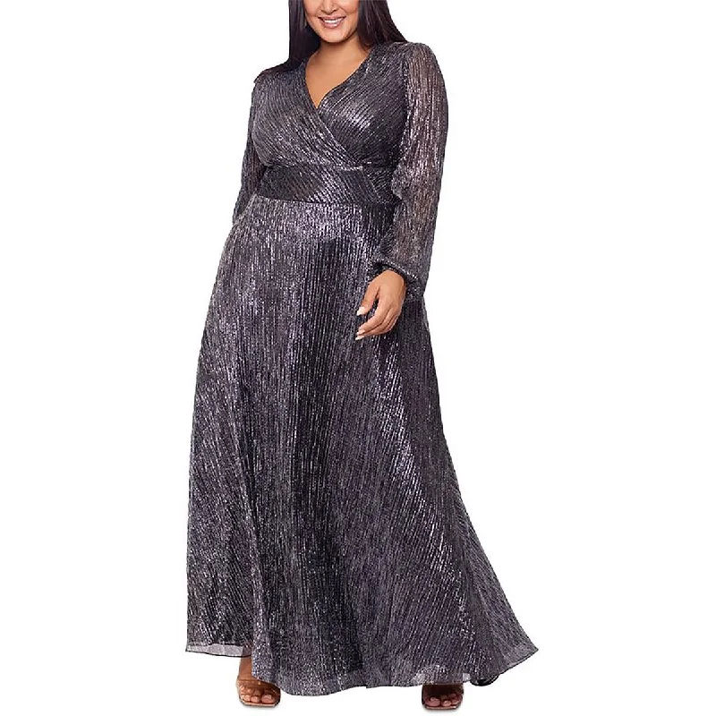 B&A by Betsy and Adam Womens Plus Metallic Formal Evening Dress