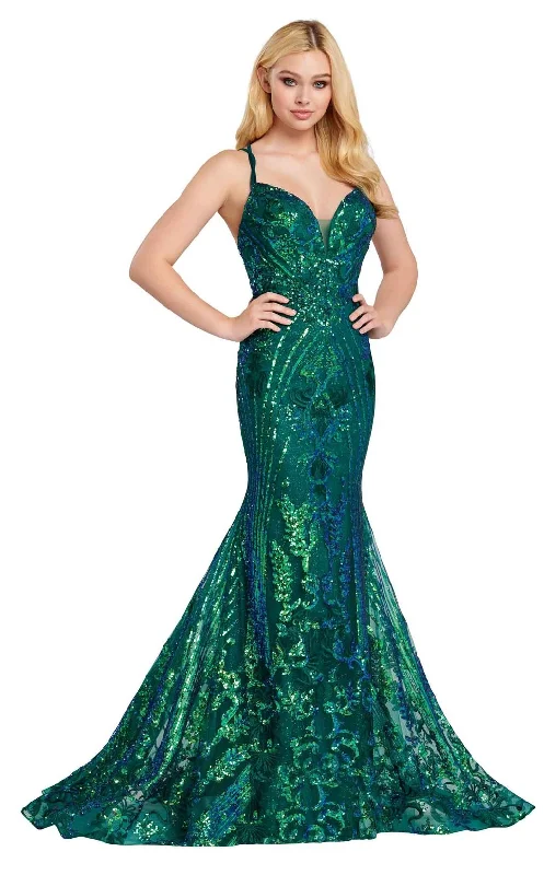 Ellie Wilde EW 120028 Size 8 Long Sequin Mermaid Backless Prom Dress Pageant Shimmer