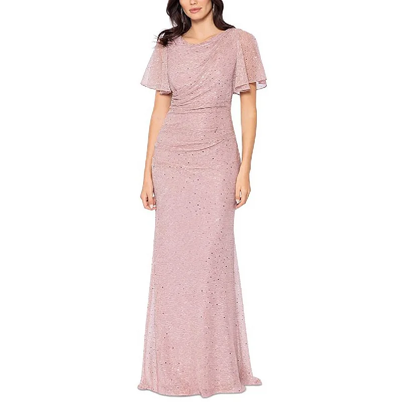 Betsy & Adam Womens Plus Metallic Long Evening Dress