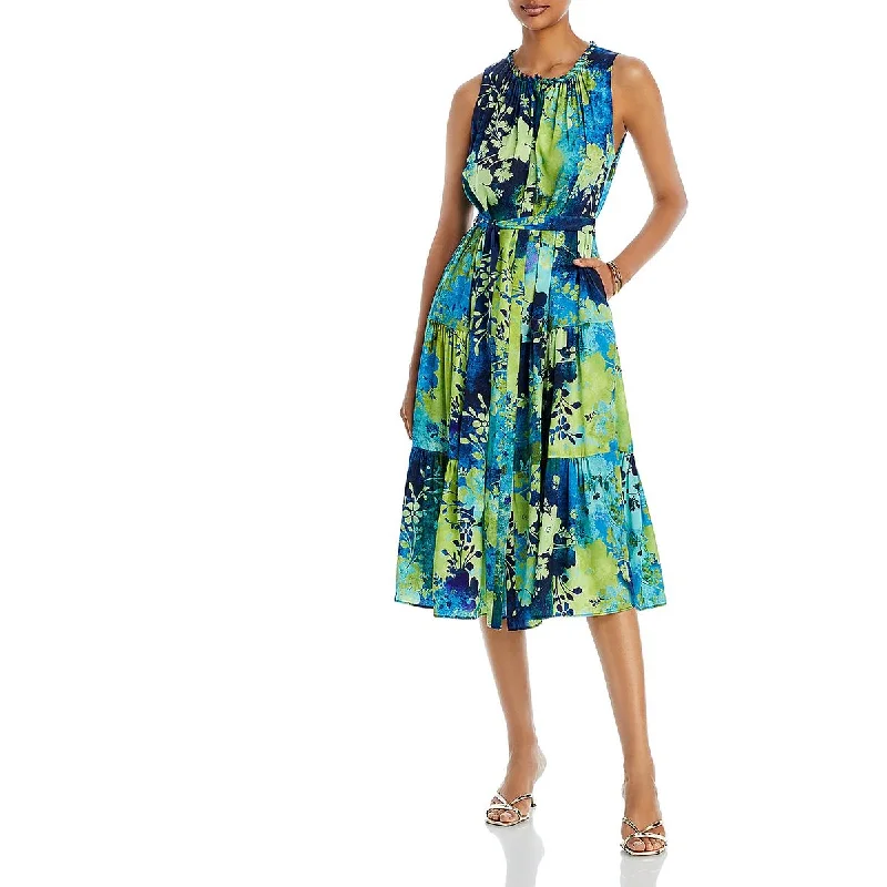 Kobi Halperin Womens Nancy Floral Print Midi Fit & Flare Dress