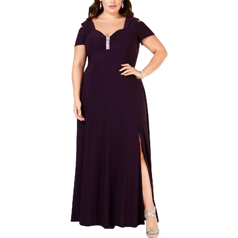 R&M Richards Womens Plus Cold Shoulder Formal Evening Dress