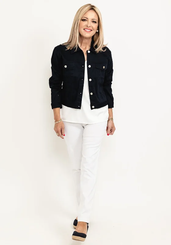 Micha Short Button Up Jacket, Navy