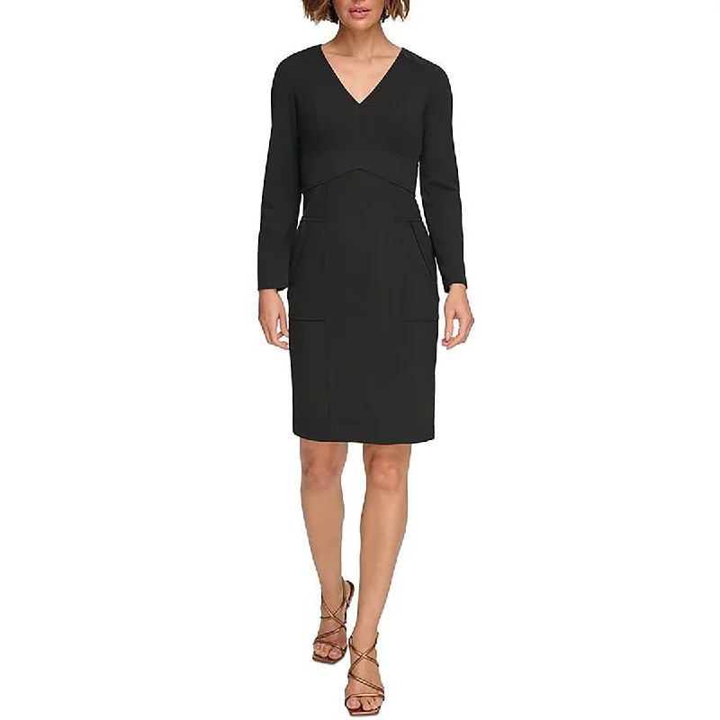 DKNY Womens Sheath V-Neck Sheath Dress