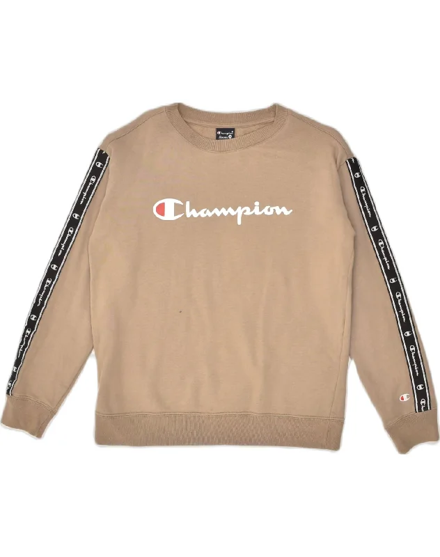 CHAMPION Womens Oversized Graphic Sweatshirt Jumper XS Brown Cotton