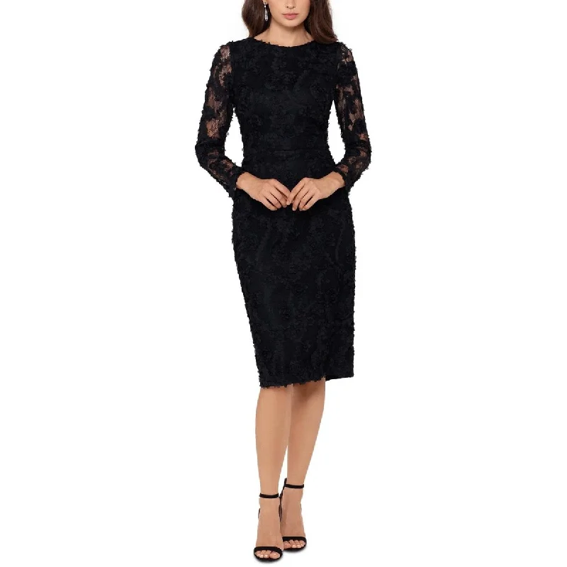 Xscape Womens Rosette Midi Cocktail And Party Dress