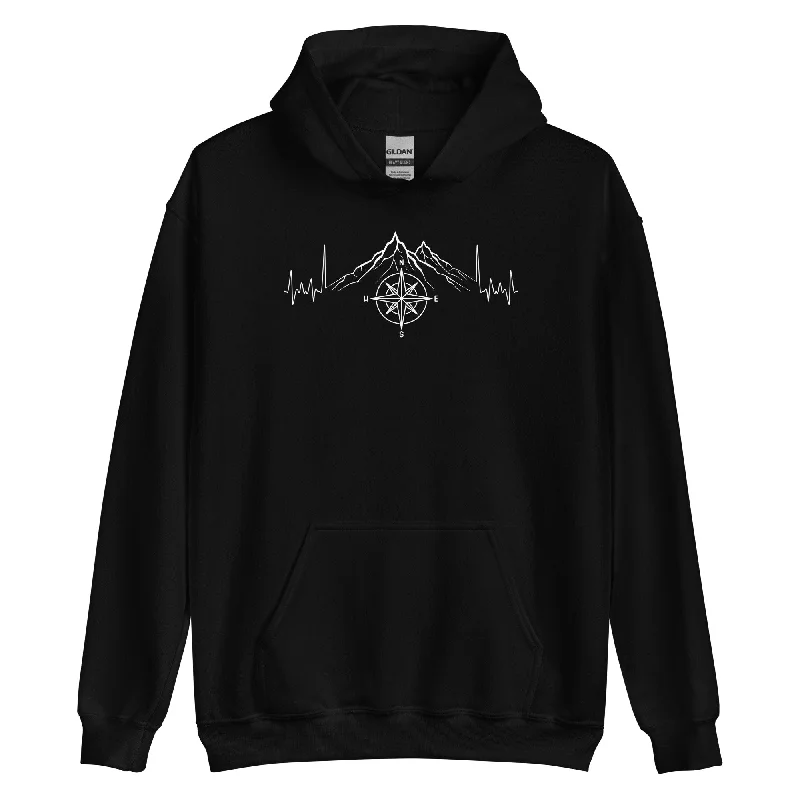 Herzschlag Berge Und Kompass - Unisex Hoodie