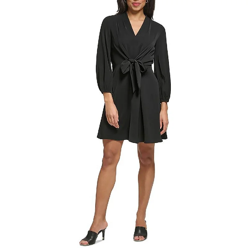 DKNY Womens Drapey Long Sleeve Wear To Work Dress