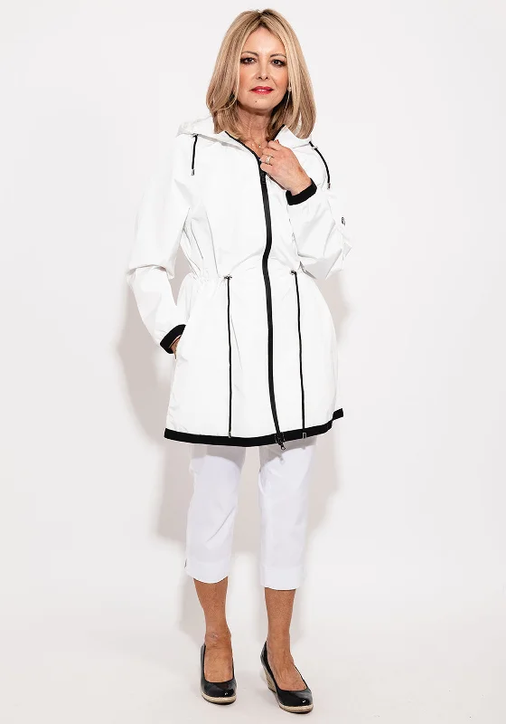 Noramnn Contrast Trim Raincoat, White