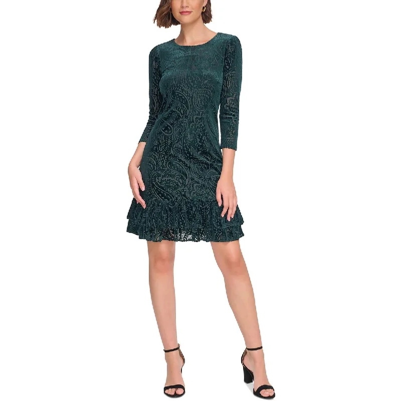 Tommy Hilfiger Womens Velvet Mini Cocktail And Party Dress