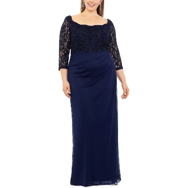 B&A by Betsy and Adam Womens Plus Metallic Formal Evening Dress