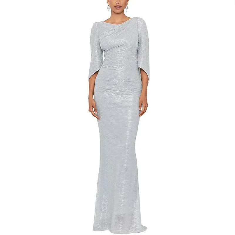 Betsy & Adam Womens Metallic Long Evening Dress