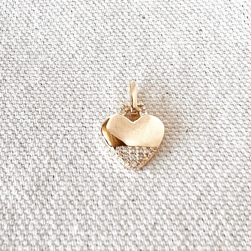 18k Gold Filled Heart Pendant With Cubic Zirconia Stones