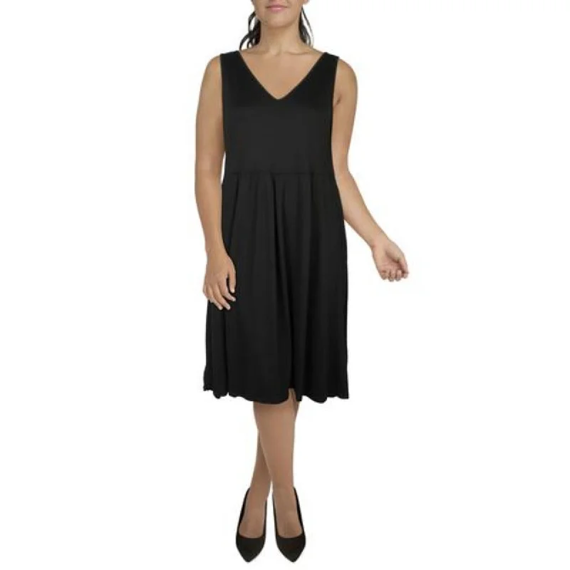 24seven Comfort Apparel Womens Plus Knit Sleeveless Fit & Flare Dress