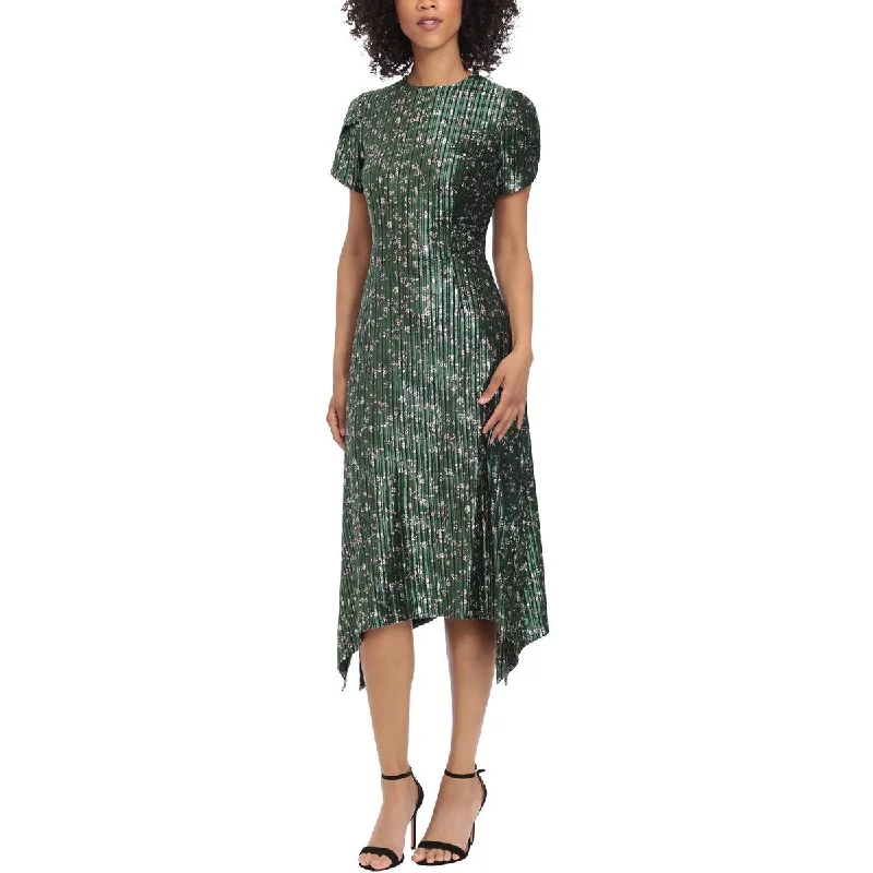 Maggy London Womens Velvet Floral Cocktail and Party Dress