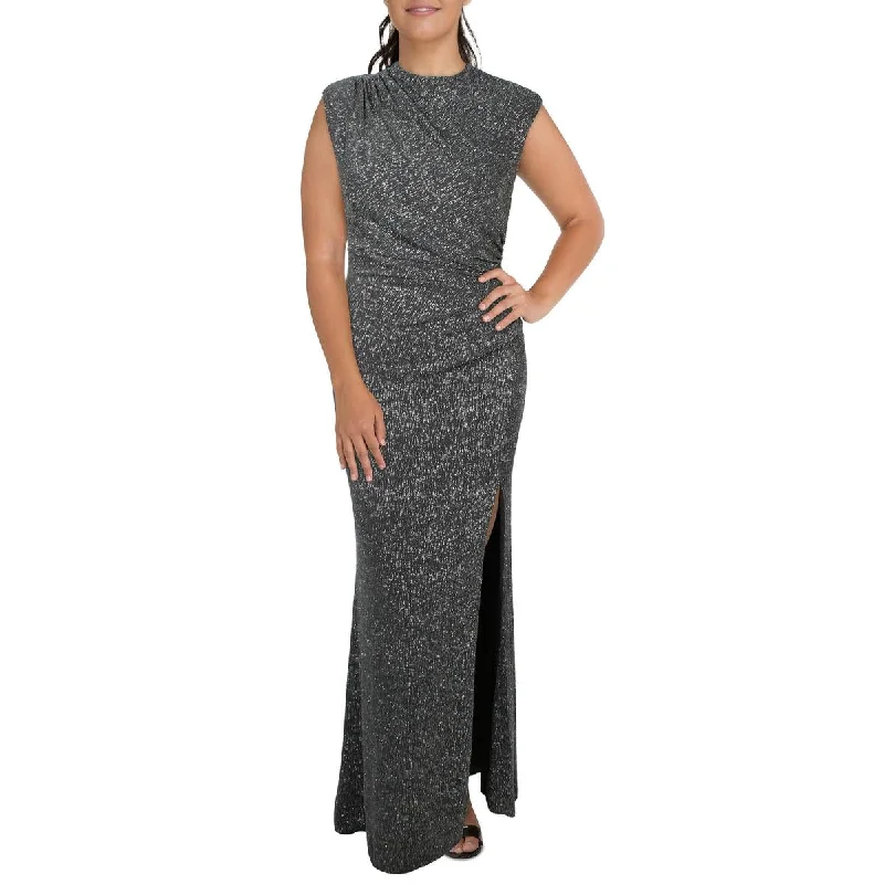 Betsy & Adam Womens Glitter Nylon Evening Dress