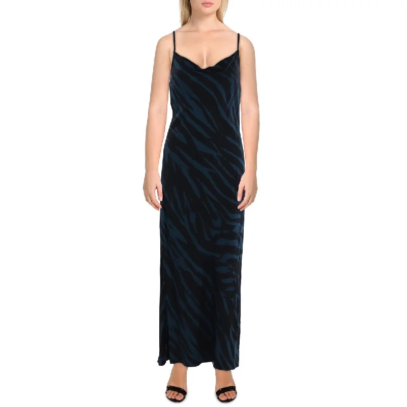 Cloth & Stone Womens Animal Print Drape-Neckline Slip Dress