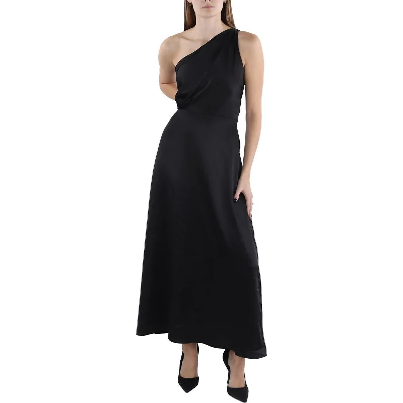 Rachel Parcell Womens Silky Charmeuse One Shoulder Midi Dress