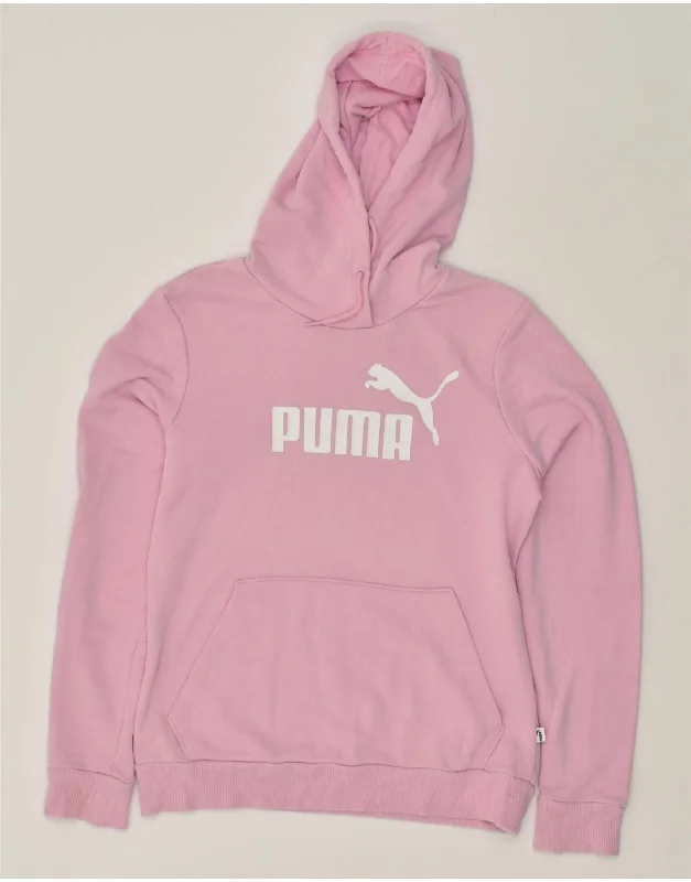 PUMA Womens Graphic Hoodie Jumper UK 12 Medium Pink