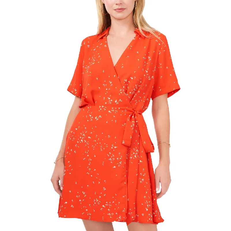 Vince Camuto Womens Faux Wrap Mini Shirtdress