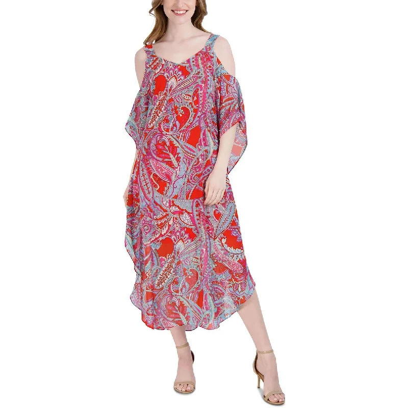 Robbie Bee Womens Paisley Chiffon Maxi Dress