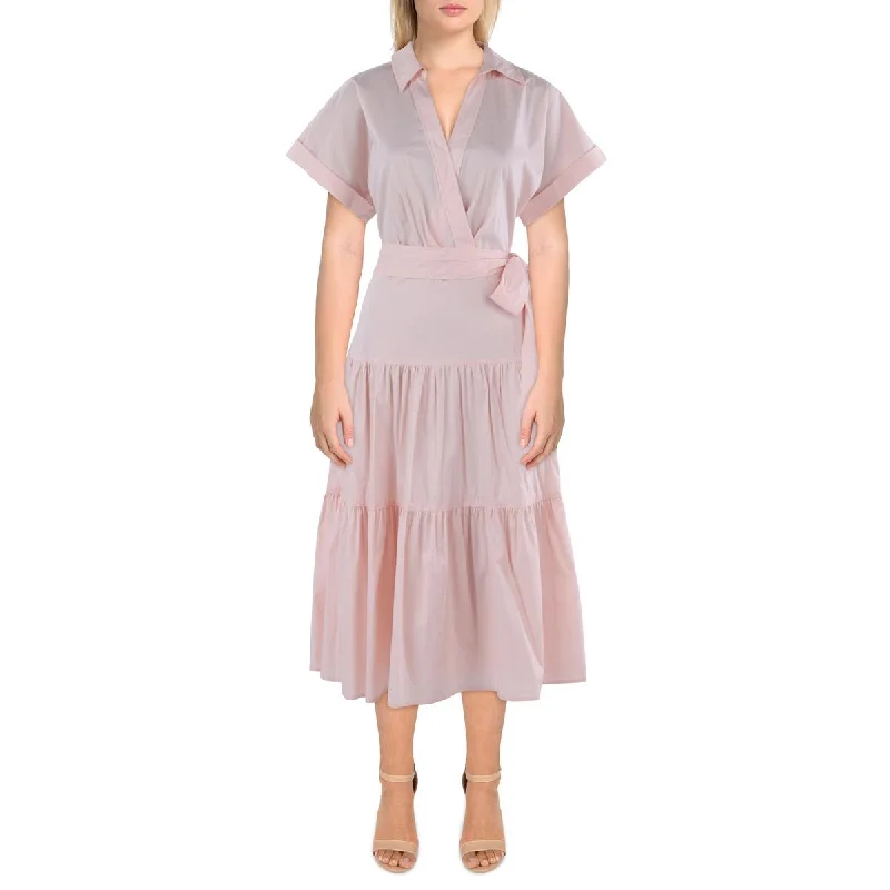 Lauren Ralph Lauren Womens Surplice Midi Shirtdress