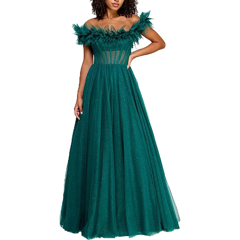 TLC Say Yes To The Prom Womens Juniors Full Length Ruffled Evening Dress