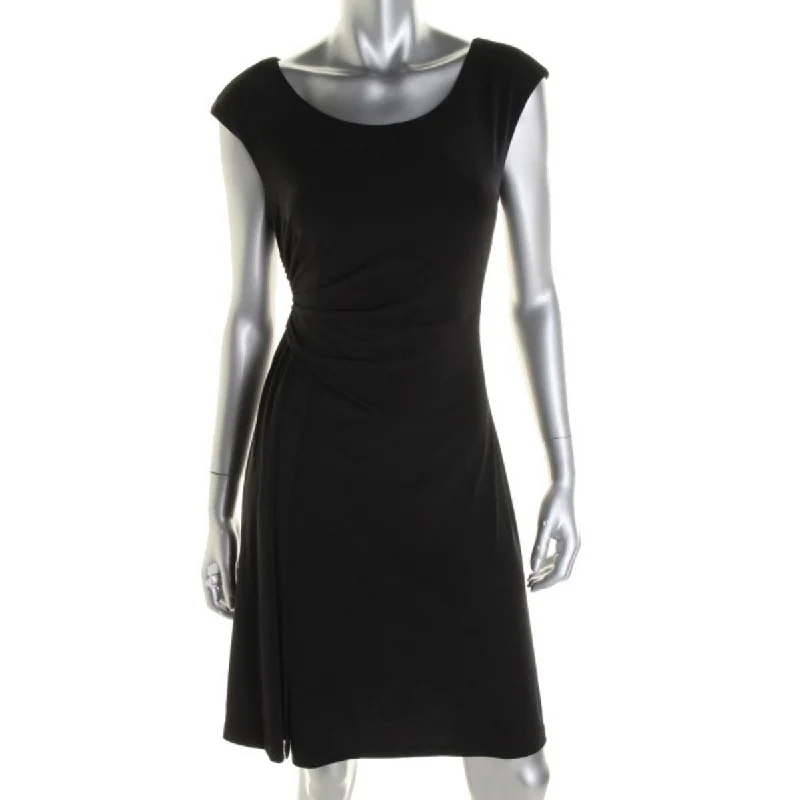 Connected Apparel Womens Petites Matte Jersey Cap Sleeves Cocktail Dress