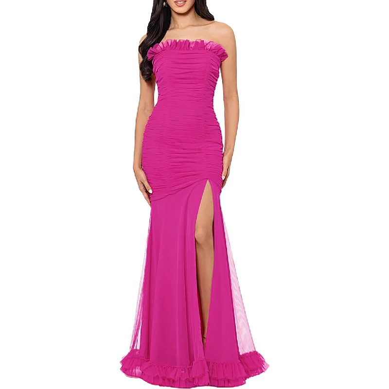 Blondie Nites Womens Juniors Full Length Ruched Evening Dress