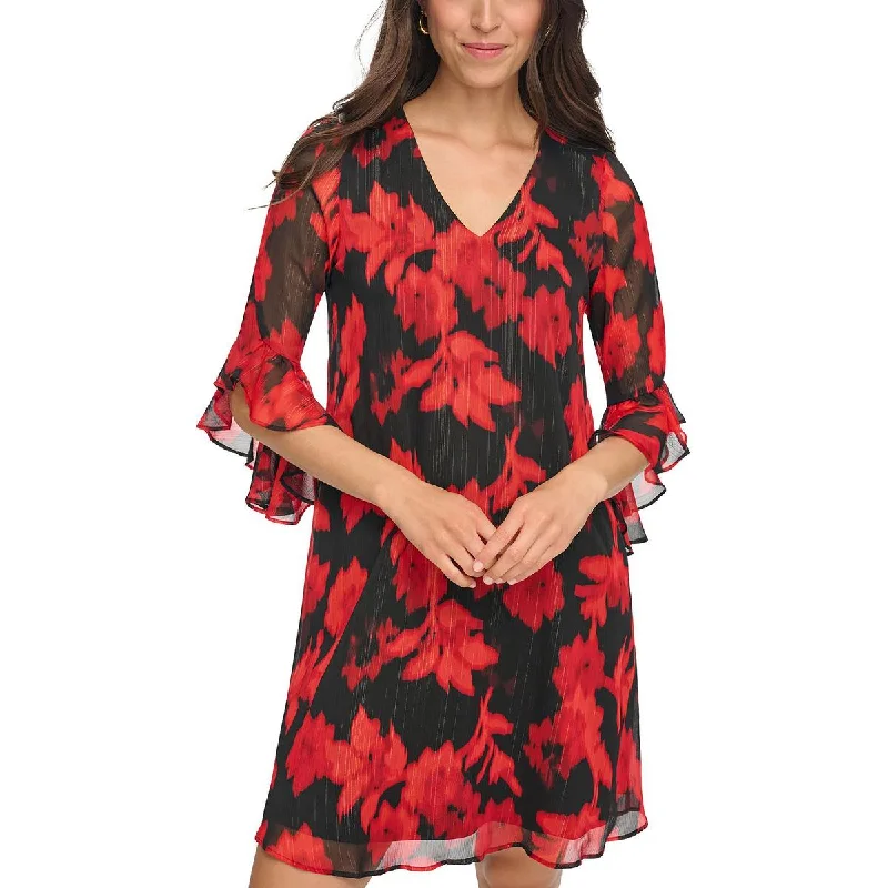 Calvin Klein Womens Floral Print Above Knee Shift Dress