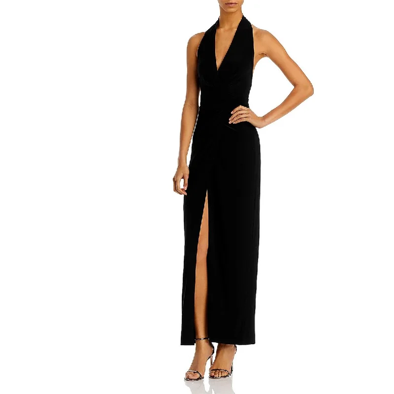 Norma Kamali Womens Full Length V-Neck Halter Dress