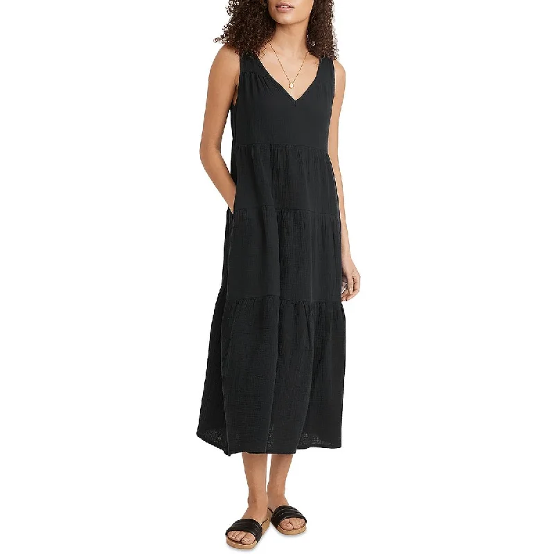 Marine Layer Womens Midi Gauze Fit & Flare Dress