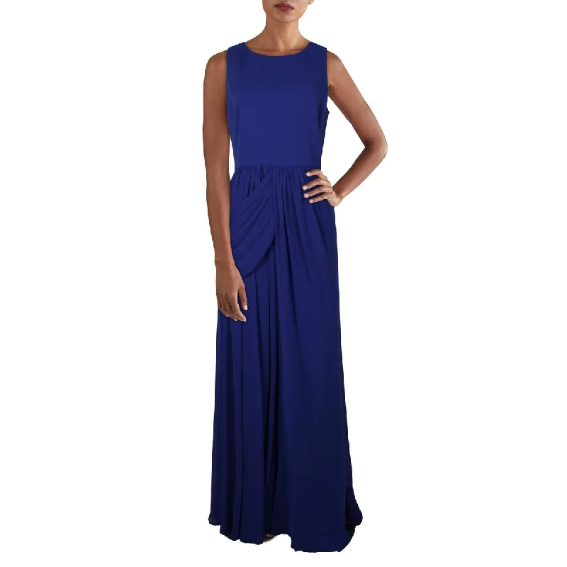 Badgley Mischka Womens Chiffon Draped Evening Dress