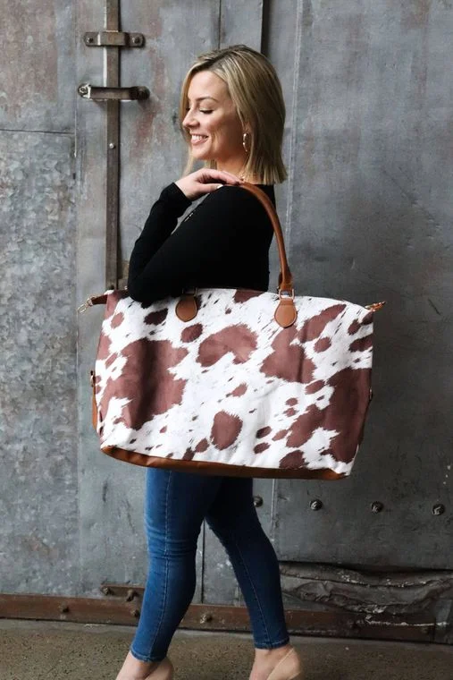 Brindle Cow Print Weekender Bag