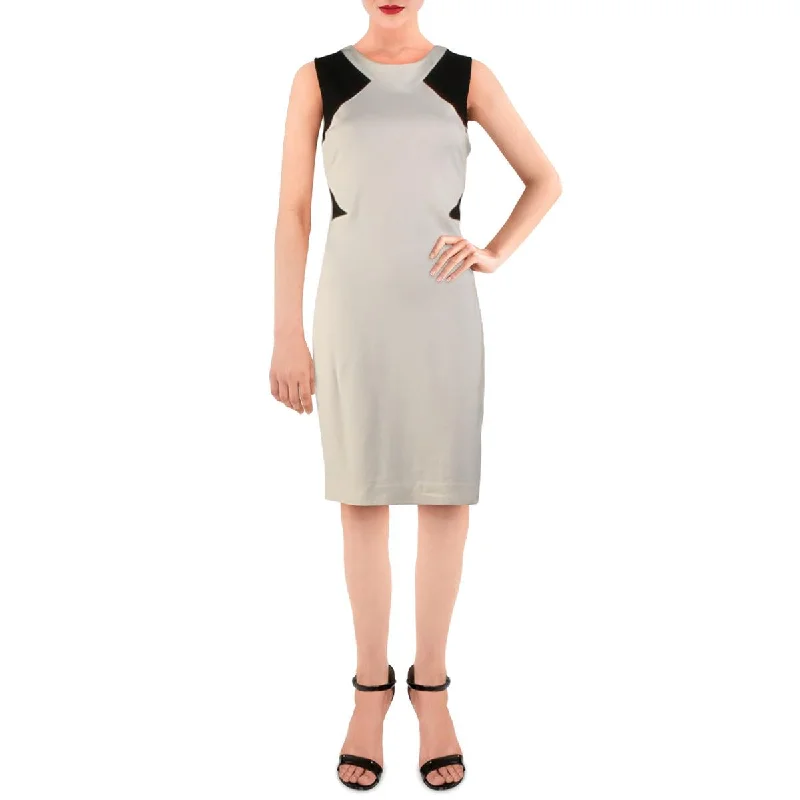 Amanda + Chelsea Womens Colorblock Sleeveless Sheath Dress