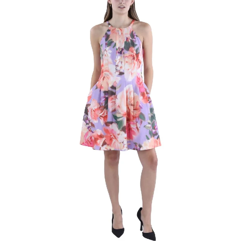 Vince Camuto Womens Floral Print Mini Fit & Flare Dress