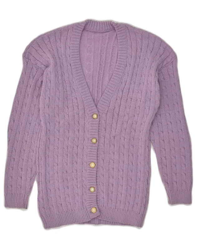 VINTAGE Womens Cardigan Sweater UK 12 Medium Purple Cotton