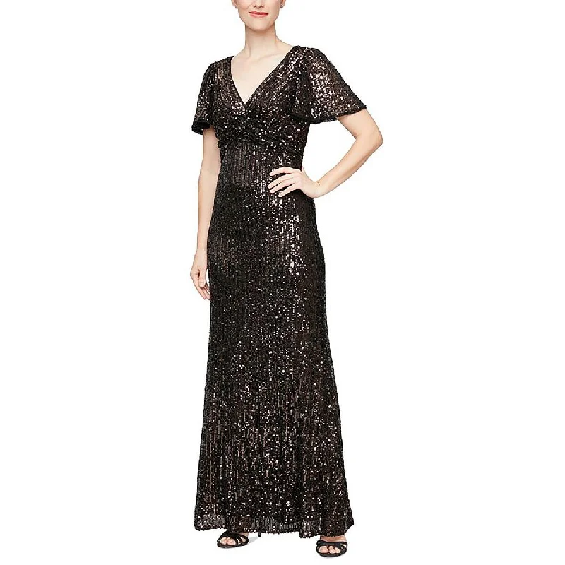 Alex Evenings Womens Full Length Seqined Evening Dress