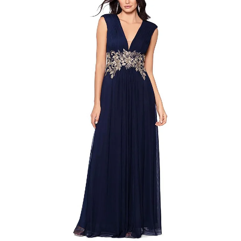 Betsy & Adam Womens Petites Full Length Embroidered Evening Dress